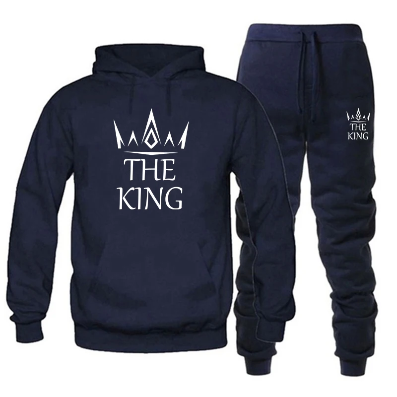 The latest printed men's hoodie sports set casual men's hoodie drawstring sports pants two-piece men's hooded jogging set