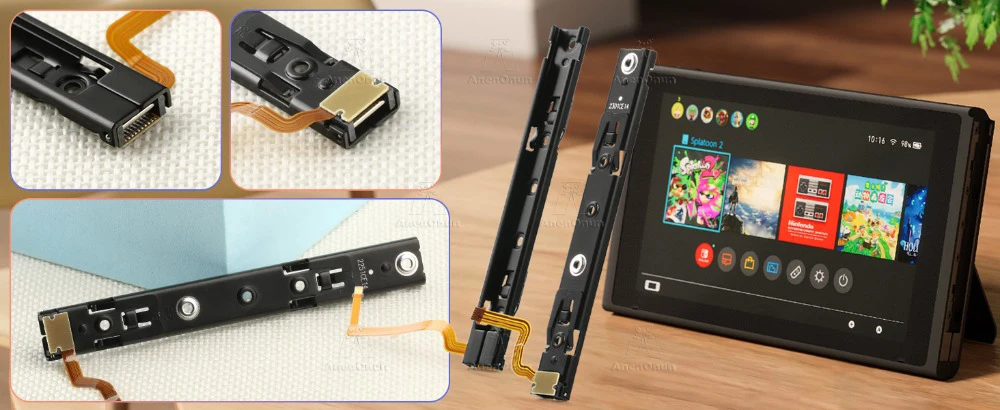 Konsolenschiebeschiene für Switch Premium-Ersatzset Konsole mit Sensor-Flexkabel Links/Rechts Metallschiene Langlebige Reparaturteile – Detail 3