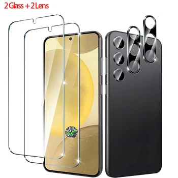 2+2 Fingerprint Scanning Glass for Samsung S25 S26 S24 S23 S22 S21 Screen Protector for Galaxy S25 Ultra Camera Protector S24 FE
