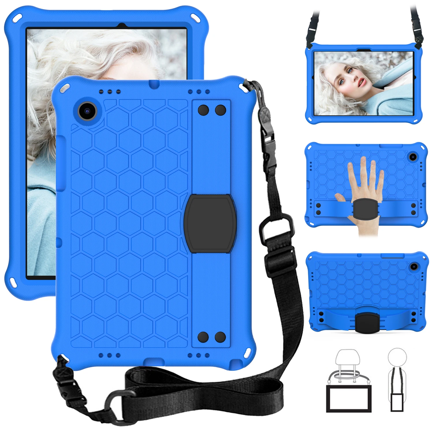 Armor Case para Samsung Galaxy Tab Kids Stand Tablet Cinta de Capa a9 Plus a8 10.5 2023 Sm-x200 X205 s6 Lite a7 10.4 Lite 8.7 S5e