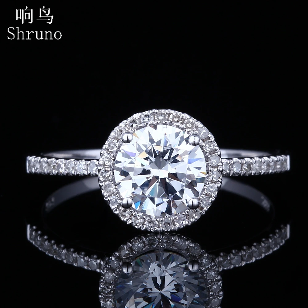 

Женское Обручальное кольцо с муассанитом Shruno, Роскошное однотонное обручальное кольцо из белого золота 14 к au585 с круглой огранкой 1 карат, Подарок на годовщину невесты