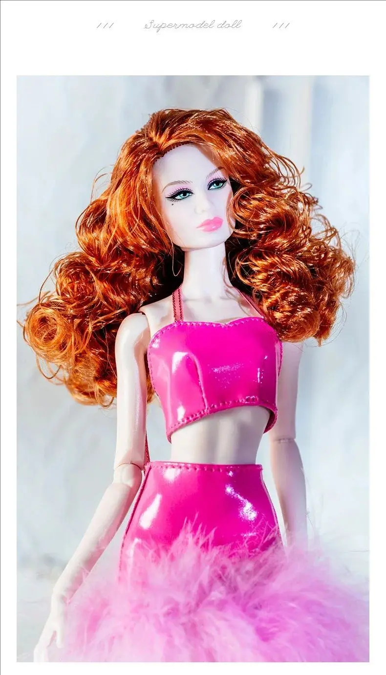 32cm Supermodel Puppenkleidung Set Europäische Mode Rosa Lederrock Zubehör Prinzessinnenkleid DIY Spielzeug Sammlergeschenke – Detail 6