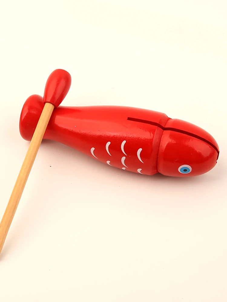 Wooden Fish Orff Percussion Instrument Music Equipment Single Sound Tube Two Tone WoodBlocker Easy to Use Beginners Rhythm TMZ