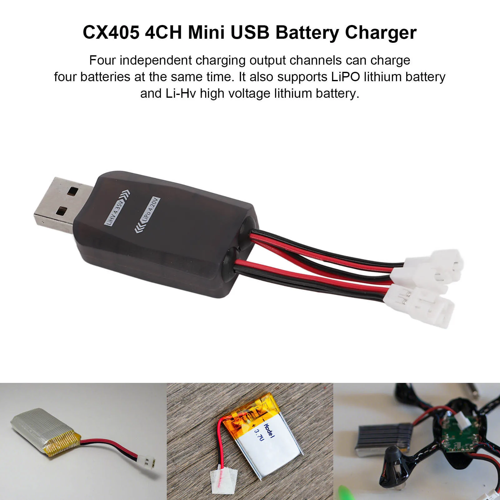 CX405 4CH USB 배터리 CX405 4CH USB 배터리 RC 헬리콥터용 1S 3.7V LiHV 3.8V 배터리