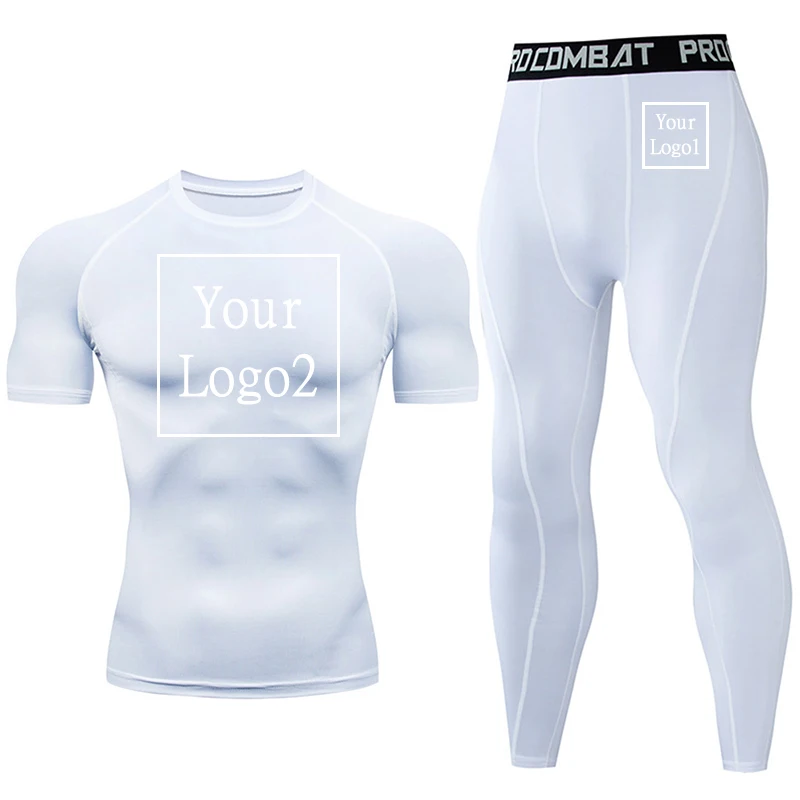 Men's Running Custom Logo Set Gym Jogging Compression Fitness Male Quick Dry Track Suit
