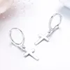 Cute 925 Sterling Silver Small Circle Loop Cross Charm Hoop Earrings For Women Girls Jewelry Pendiente Aros Oorbellen Orecchini 1