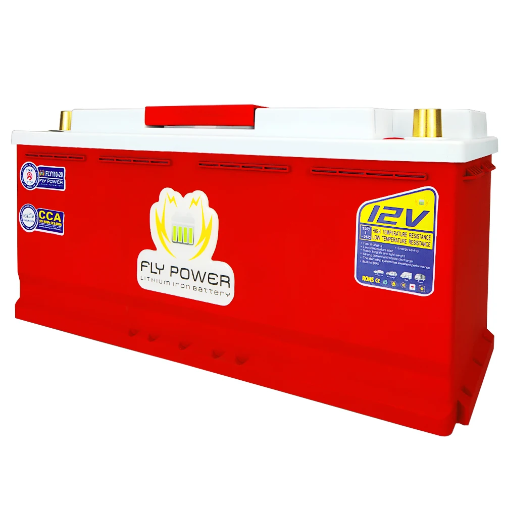 FLY110-20 LiFePO4 battery 12V 120AH 1440Wh CCA2300A With Jump Starter Protection Automobile 12v lithium battery LiFePO4