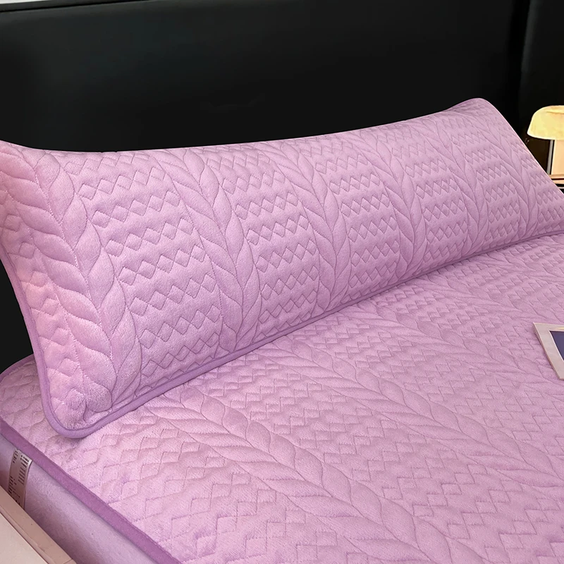 1 piece of light luxury solid color diamond-shaped plush pillowcase, couple long pillowcase (without core), comfortable bedding 5