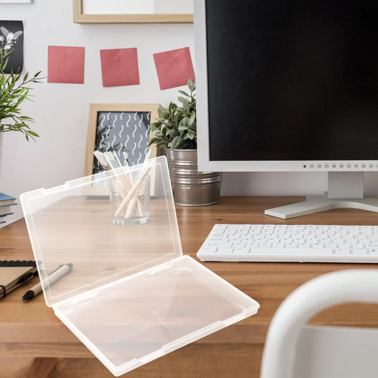 뚜껑이 있는 휴대용 파일 상자 투명 문서 보관 상자 사무실 가정 여행용 방수 방진 종이 정리함 강력한 내구성