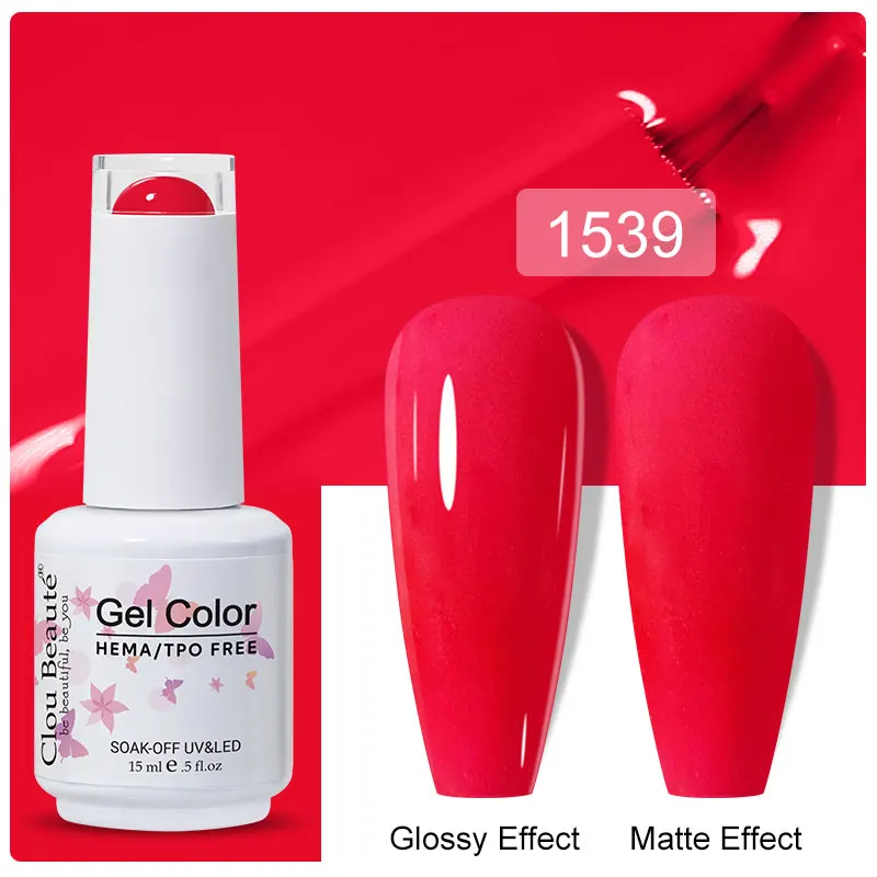 Clou Beaute 15ml Black Red Semi-Permanent Gel Nail Polish