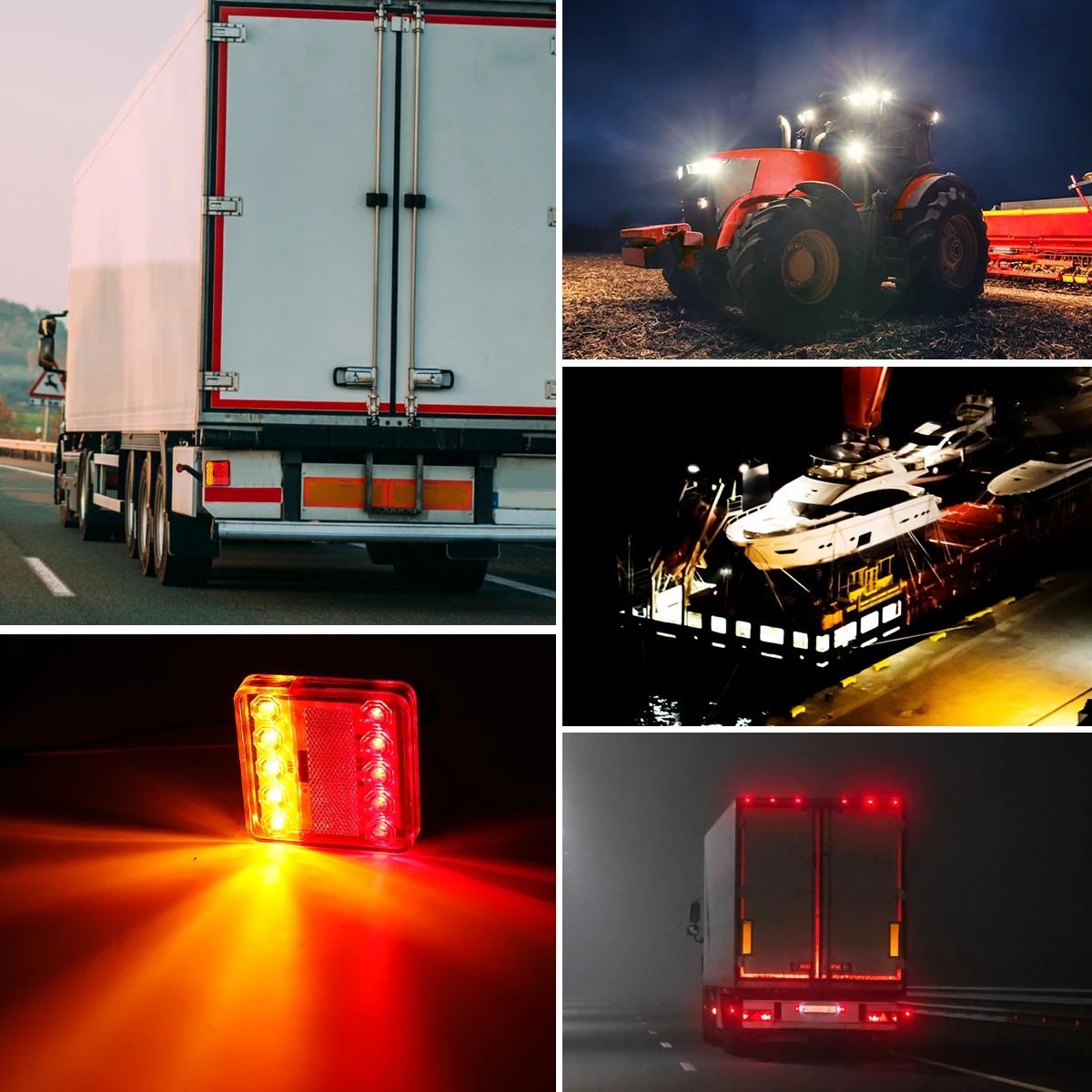 Waterproof LED Trailer Tail Lights 12V ABS Plastic Red Amber