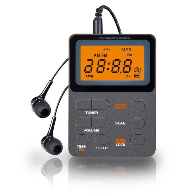 Portable AM FM Digital Radio with Stereo Earphone for Outdoor Use