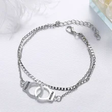  Trendy Fashion Handcuffs Necklace Hip Hop Rock Street Fashion Simple Handcuffs Bracelets Anklets Cool Party Party Jewelry 