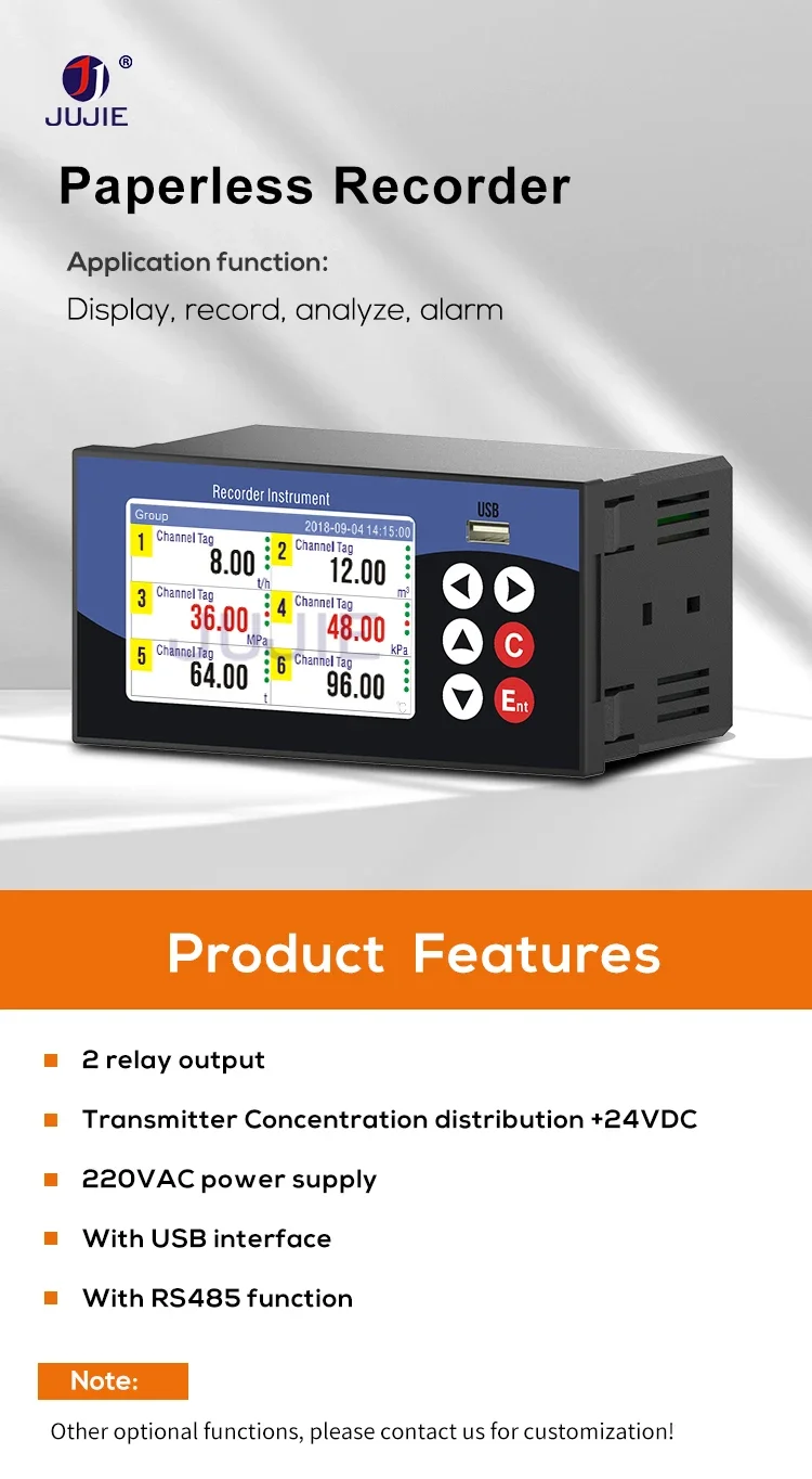 Datalogger Temperature Flow and Pressure Data Logger Voltage and Current LCD Dis