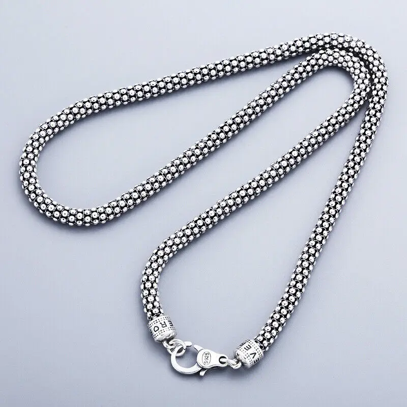 

Real 925 Sterling Silver 5.5mm Popcorn Link Chain Necklace 19.7"-25.6" L