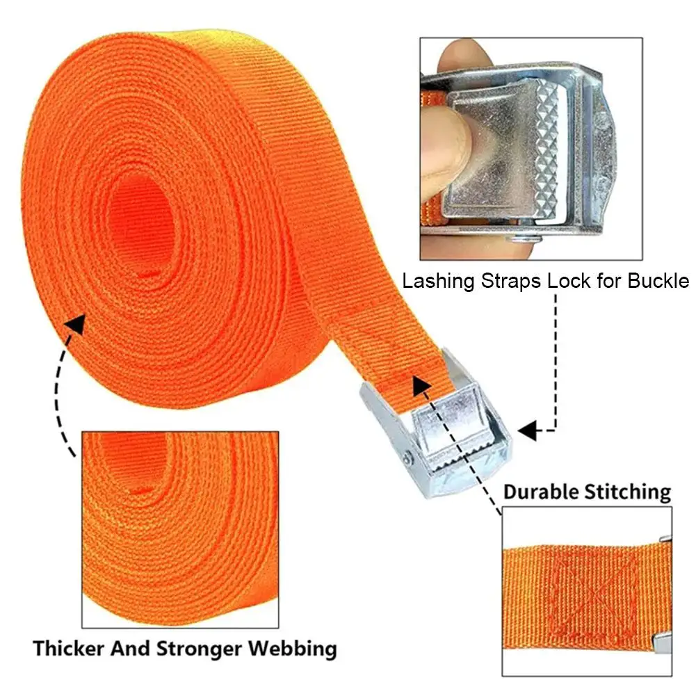 Buckle Tie Down Belt Cargo Straps 2/5M For Car Motorcycle Bike Luggage Bag Rope Ratchet