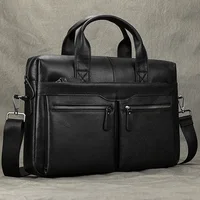 Men's Business Briefcase Fit 15" PC Genuine Leather Handbag Real Leather Male Laptop Handbag A4 Office Man Crossbody Bag 1