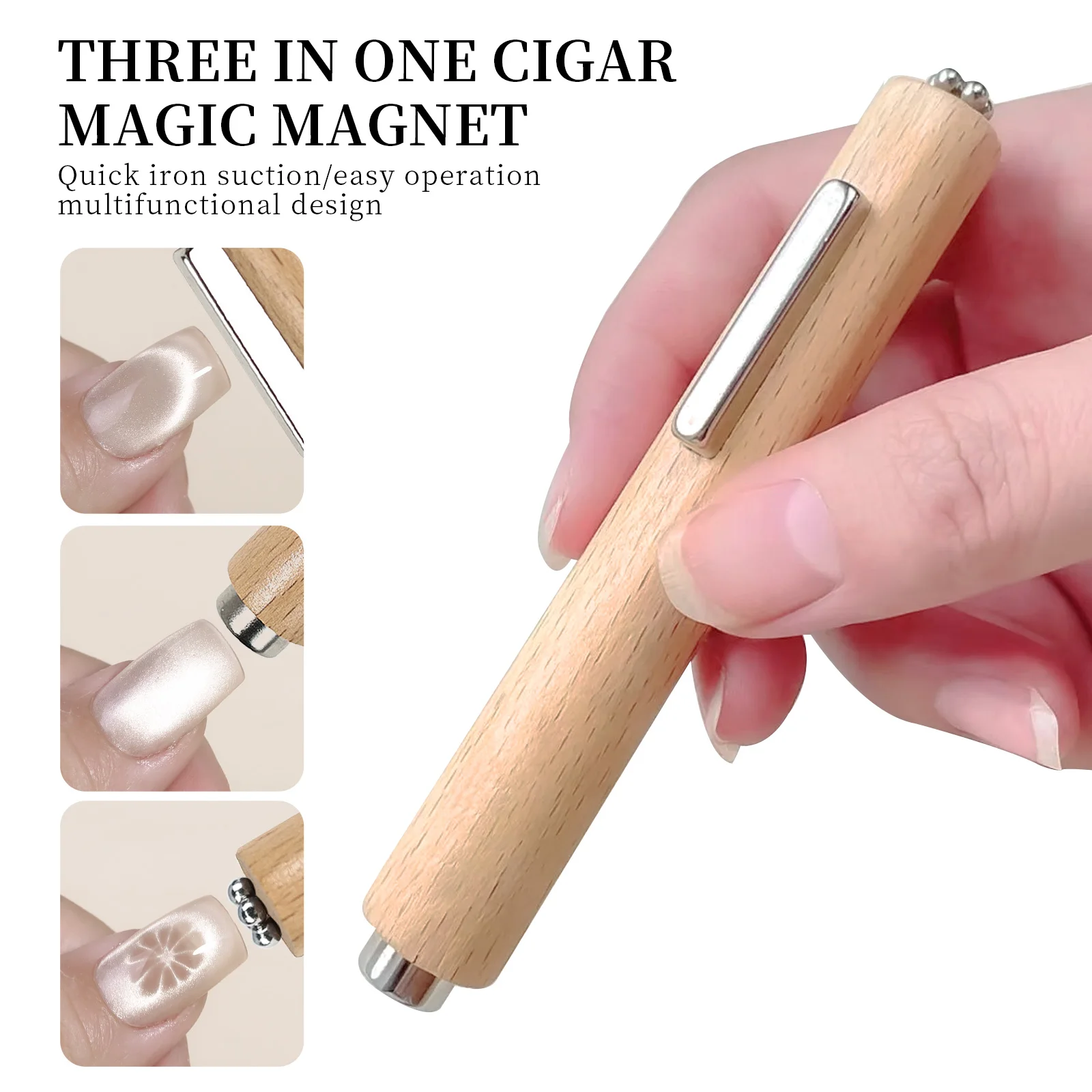 3 IN 1 Multi-function Cat Eye Magnet Nail Art Decoration Design Strong Magnetic Stick Large Cylindrical Magnetic Nail Tool cat eye nail tool magnetic nail art tools magnetic nail tools