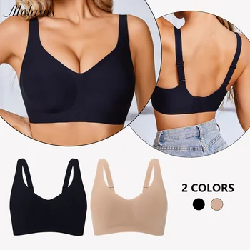 Women Underwire Bra Wide Adjuestable Strap Solid Color Plus Size Bras for Women Thin Removable Pads Underwear Sexy Black Bra 1