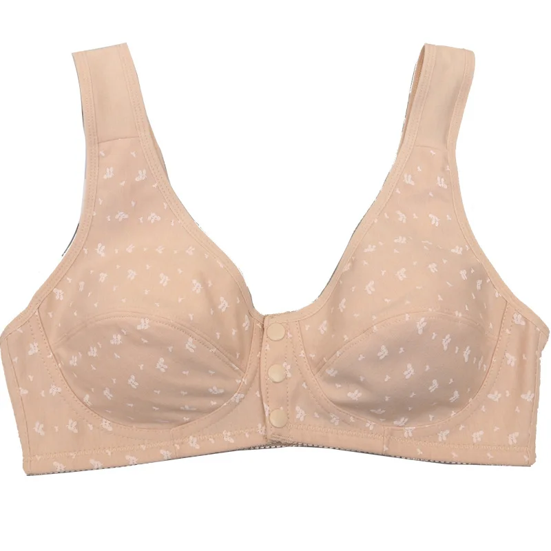 Thin Cup Bra Middle-aged Elderly Mom's Underwear Front Closure Vest Style Plus Size Wireless No Sponge Bras For Women 1