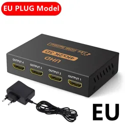 4K UHD 1x4 HDMI Splitter with 3D Support (EU Plug Model)