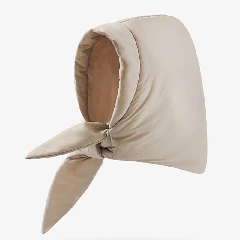 1PC Hat Headscarf Down Cotton Triangle Scarf Warm Winter Hood Puff Outdoor Women Neck