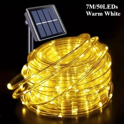Outdoor Waterproof LED Solar Rope Lights - Decorative Garden Fairy String Lights (7M Warm White)