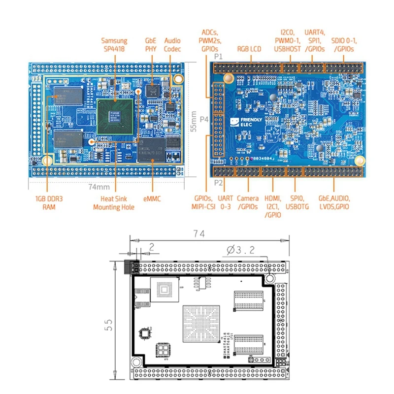 Smart4418 Cortex-A9 �ھ� ����, ���� �ھ� 1 + 8G EMMC ���� �ҽ�, �ȵ���̵� 7.0, �����, Openwrt ���� �ھ� ����, S5P4418