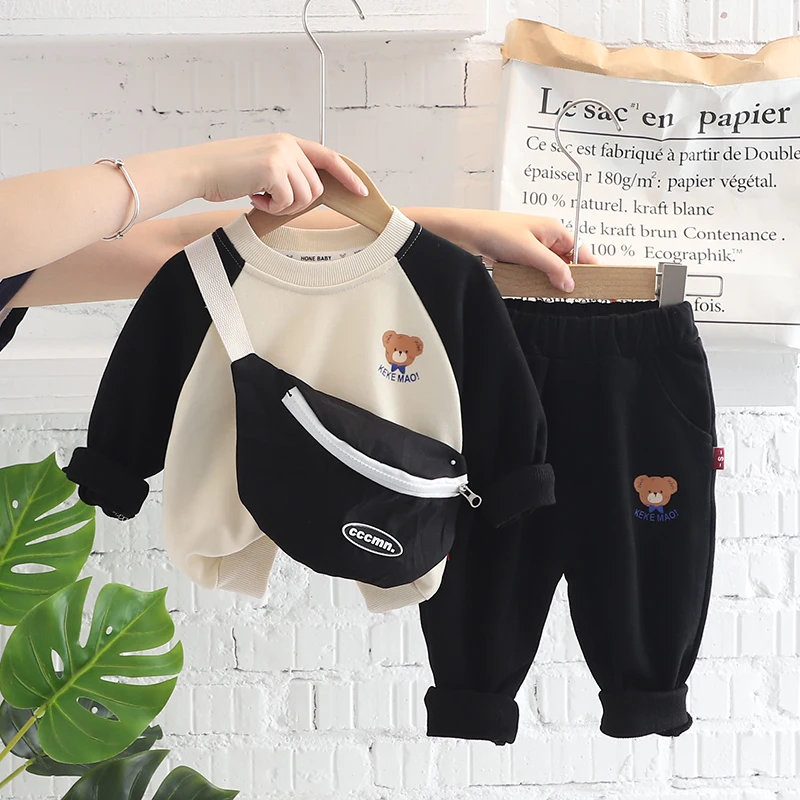 

Autumn Kids Clothing Sets for Baby Girls Boys Long Sleeve Clothes Infant T Shirt Pants Outfits Cartoon Bear Children Sportswear