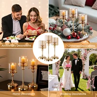 Glass Pillar Candle Holder Set Golden Silver Decorative Candlestick for Wedding Party Table Festival Decor 2026 New Fashion 6