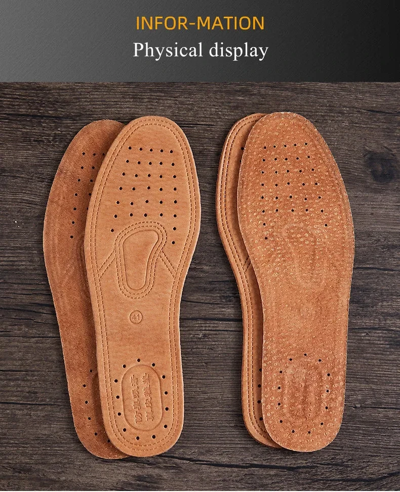 Echte Rindsleder-Einlegesohlen für Schuhe und Stiefel, Weiche, Atmungsaktive, Geruchshemmende, Rutschfeste, Stoßdämpfende Einlagen – Detail 6