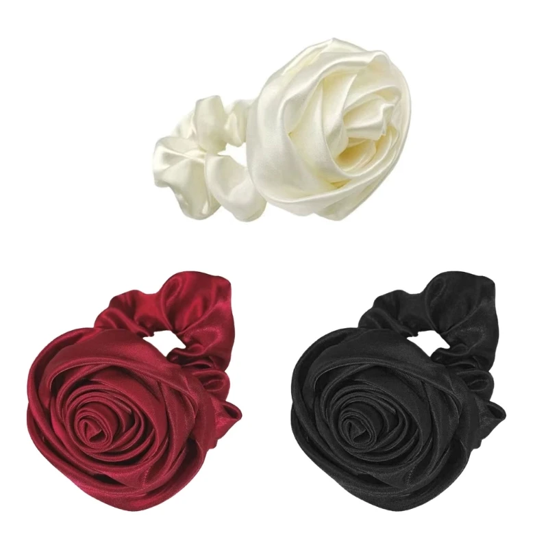

Французские резинки для волос Satin Rose для женщин Rose Scrunchy Sweet Girls Одноцветные эластичные резинки для волос для