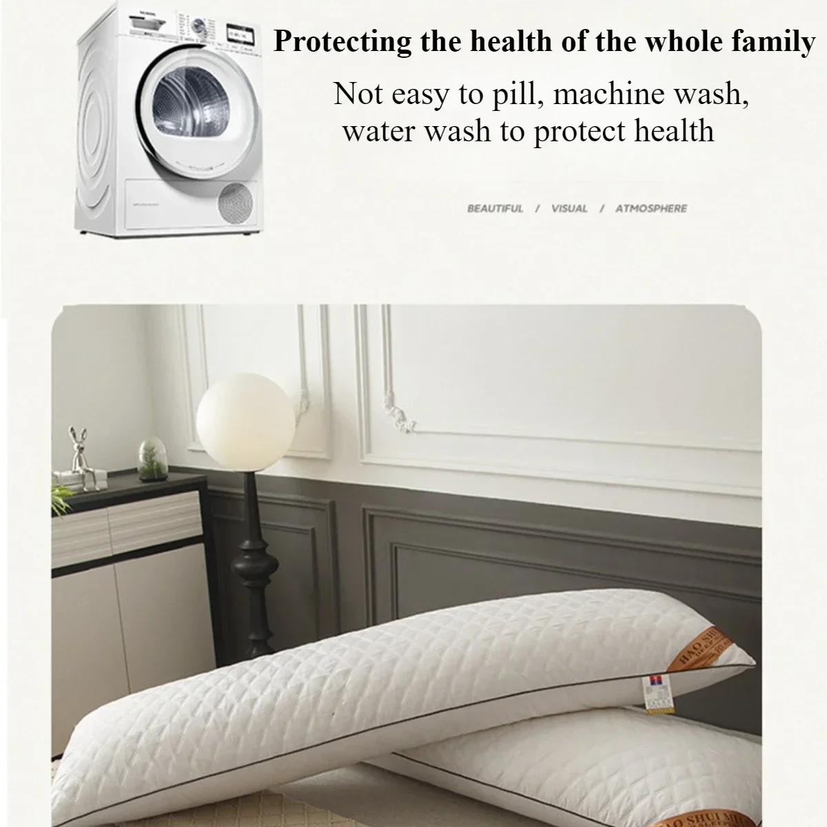 Quilted Elongated Pillow 1.2/1.5/1.8m Adult Elongated Couple Neck Care Long One Piece Pillow Neck Pillow for Hotels and Home Use 5