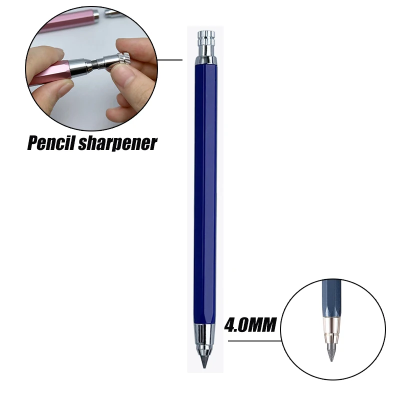 Multicolor 4.0mm Mechanical Pencil Built In Pencil Sharpener Sketching Drawing Project Marking Metal Pen School Office Supplies 5