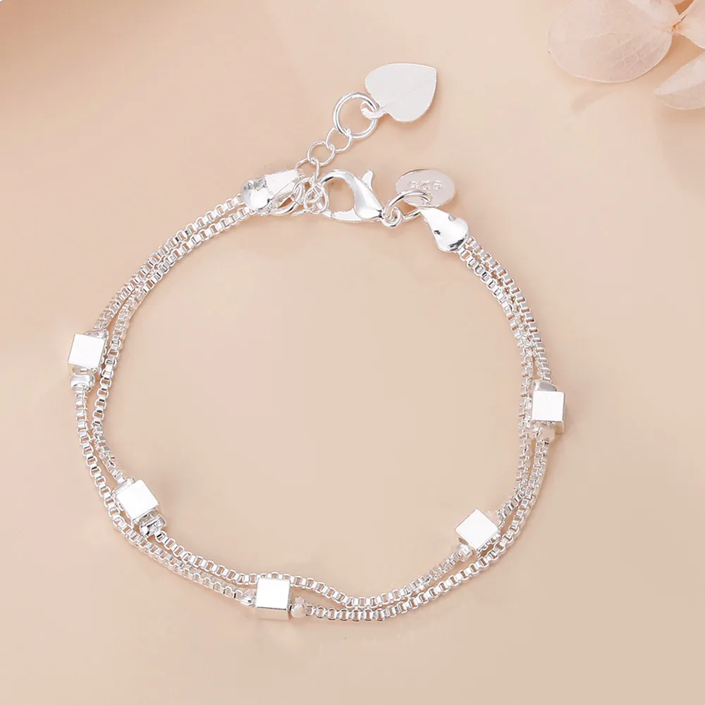 

NEW Fine Original luxury 925 Sterling silver charm chain Bracelets for women party Wedding engagement Jewelry gifts 20cm
