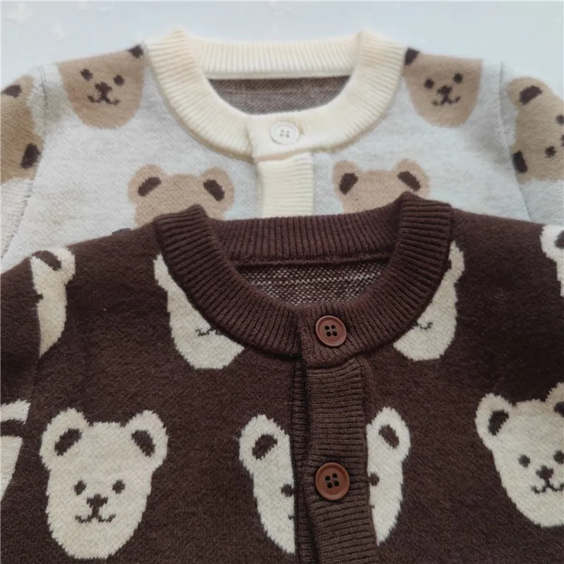 Toddler Baby Boy Knitwear Children Cardigans Girls Clothes Cartoon Bear Knit Sweater Kids Jackt Autumn Coat Outerwear For 0-4Y