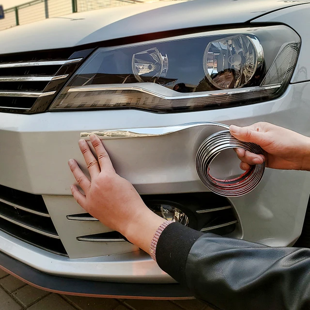 Strisce Cromate Auto Adesive - Decorazione Paraurti E Portiere, Argento, 10mm X 5m, Flessibili E Universali - Foto 3