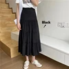 Spring Summer Women Skirts Vintage High Waist Elastic Patchwork White Black Chic Long Cake A-line Skirt 4