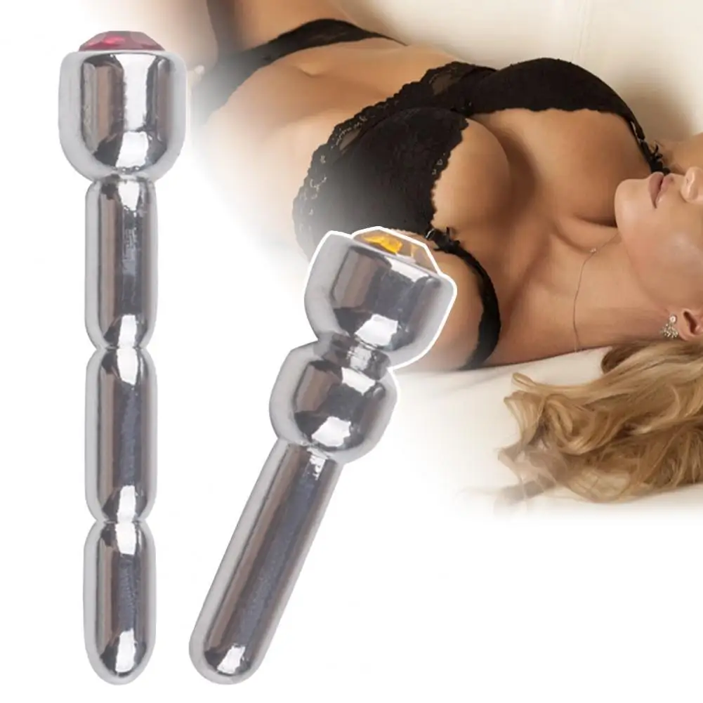 Comfortable Urethral Dilator Stimulation Stopper with Rhinestone Sex Toy Catheter Easy to Clean for Adult Men