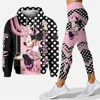 Disney-Sweat à capuche imprimé Minnie Mouse pour femme, ensemble à capuche 3D, pantalon de yoga Minnie, leggings, mode décontrac 1