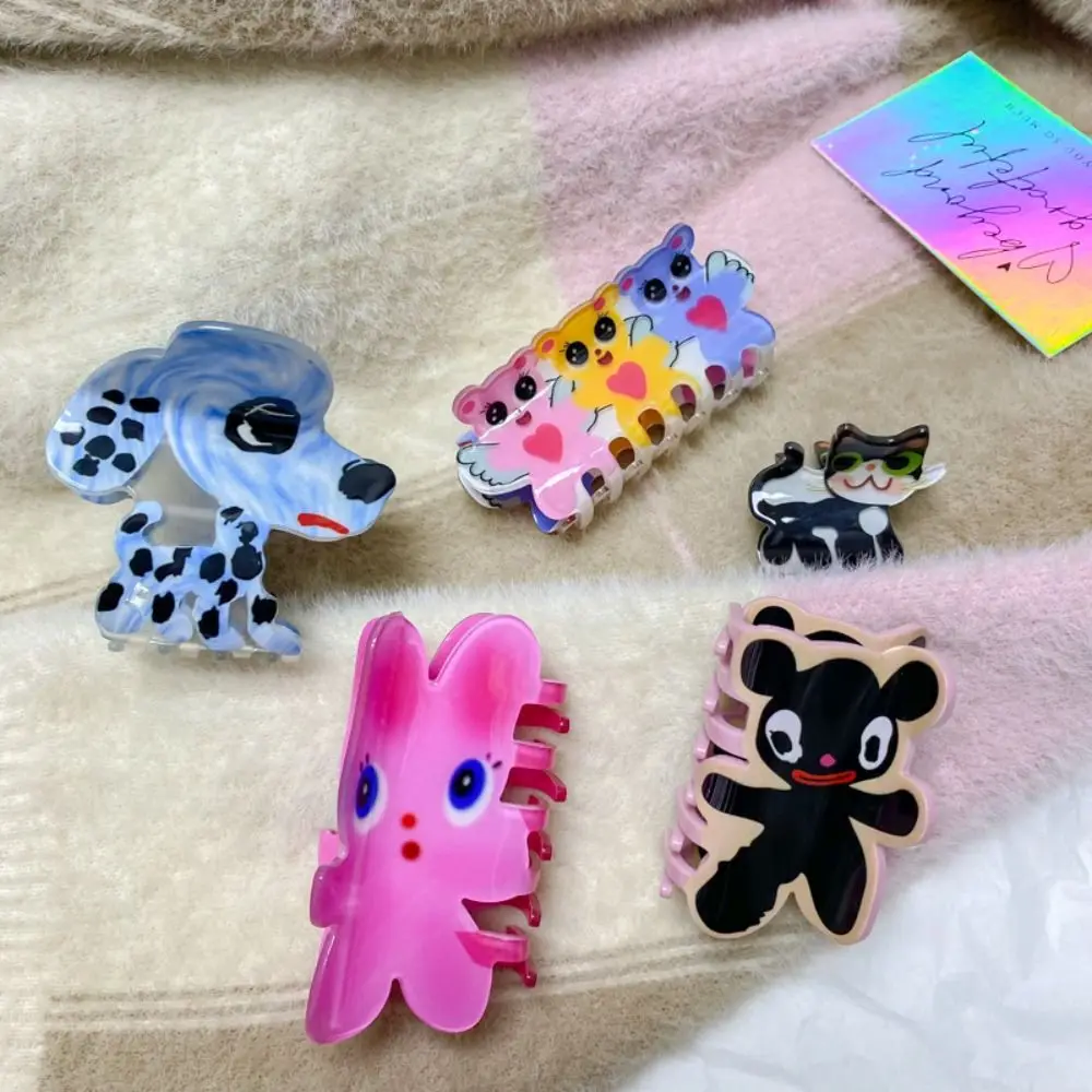 

Акриловый зажим для волос для собак, модный зажим для кролика, зажим для волос для кошек, геометрия Y2K, зажим для волос в виде животных и акул для девочек