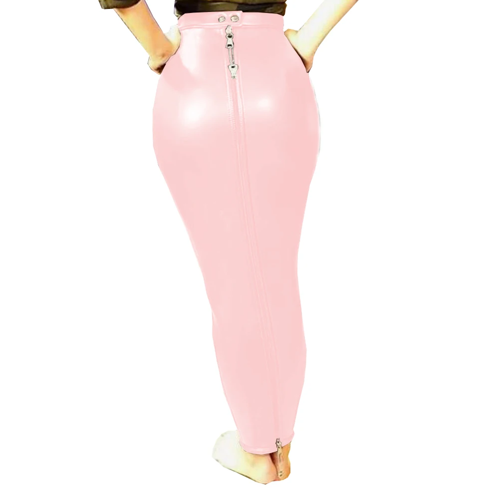 Mode Rollkragen Solide Glänzend PVC Leder A-Linie Kleid Weiblich Elegant Vestido