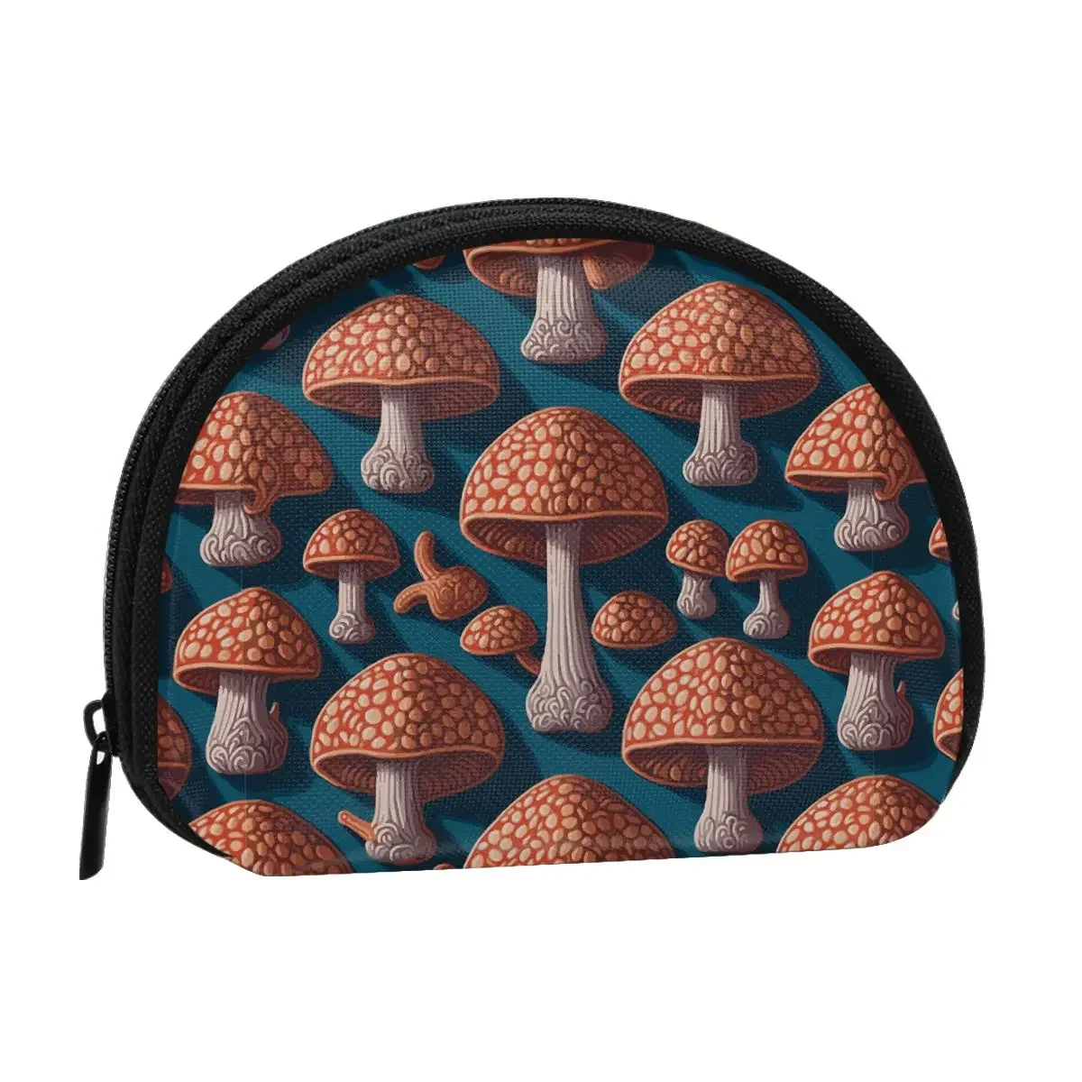 

Mushrooms 3D Printing Coin Purse Ladies Shopping Portable Silver Bag Travel Mini Credit Card ID Gift