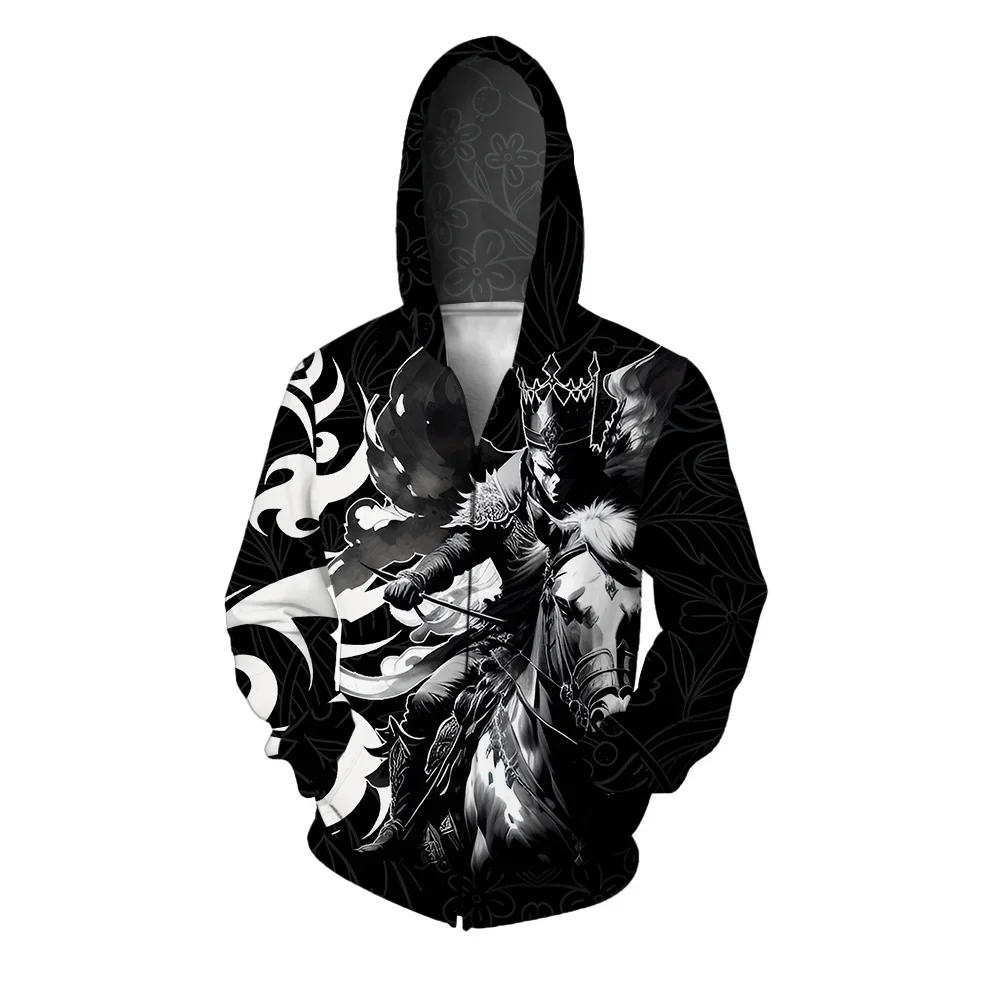 thumbnail image 1 of Sudadera con capucha de otoño para hombre, sudadera con capucha con estampado de caballero y guerrero, sudadera con cremallera, sudadera con capucha informal holgada, ropa Y2k, sudadera, 1 of 4