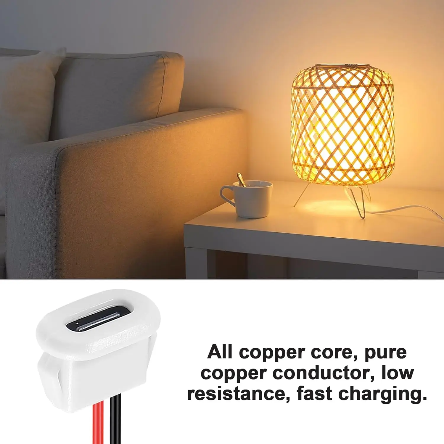 6-Pack Waterproof USB-C to Open Wire Power Extension Cables