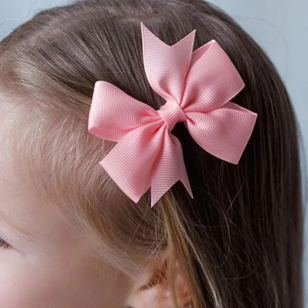24 teile/satz feste Gros grain Band Haars pangen für Mädchen Haars chleifen Haarnadeln 3 bis 14 Jahre Kinder handgemachte Haars pangen Haarschmuck – Detail 2