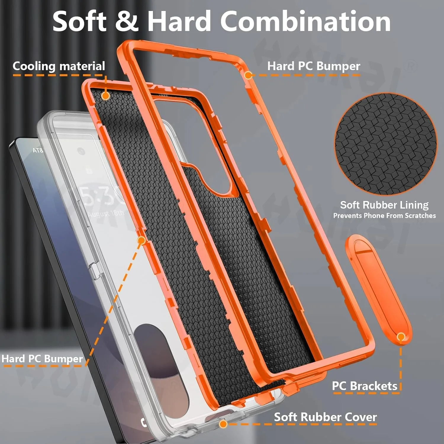 Heavy Duty Shockproof Rugged Phone Case with Kickstand - Anti-Scratch Protection