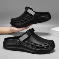 Sabots pour hommes sandales été trous respirant jardin maison sandales mode extérieur antidérapant semelle plage diapositives couleur unie pantoufles 5
