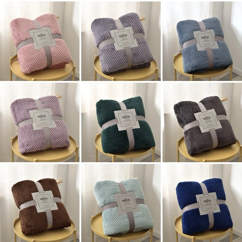 Morbide Coperte Di Flanella Calde Per Letti Solid Pink Blue Grey Coral Fleece Mink Throw Copridivano Copriletto Fluffy Plaid Coperta Decor