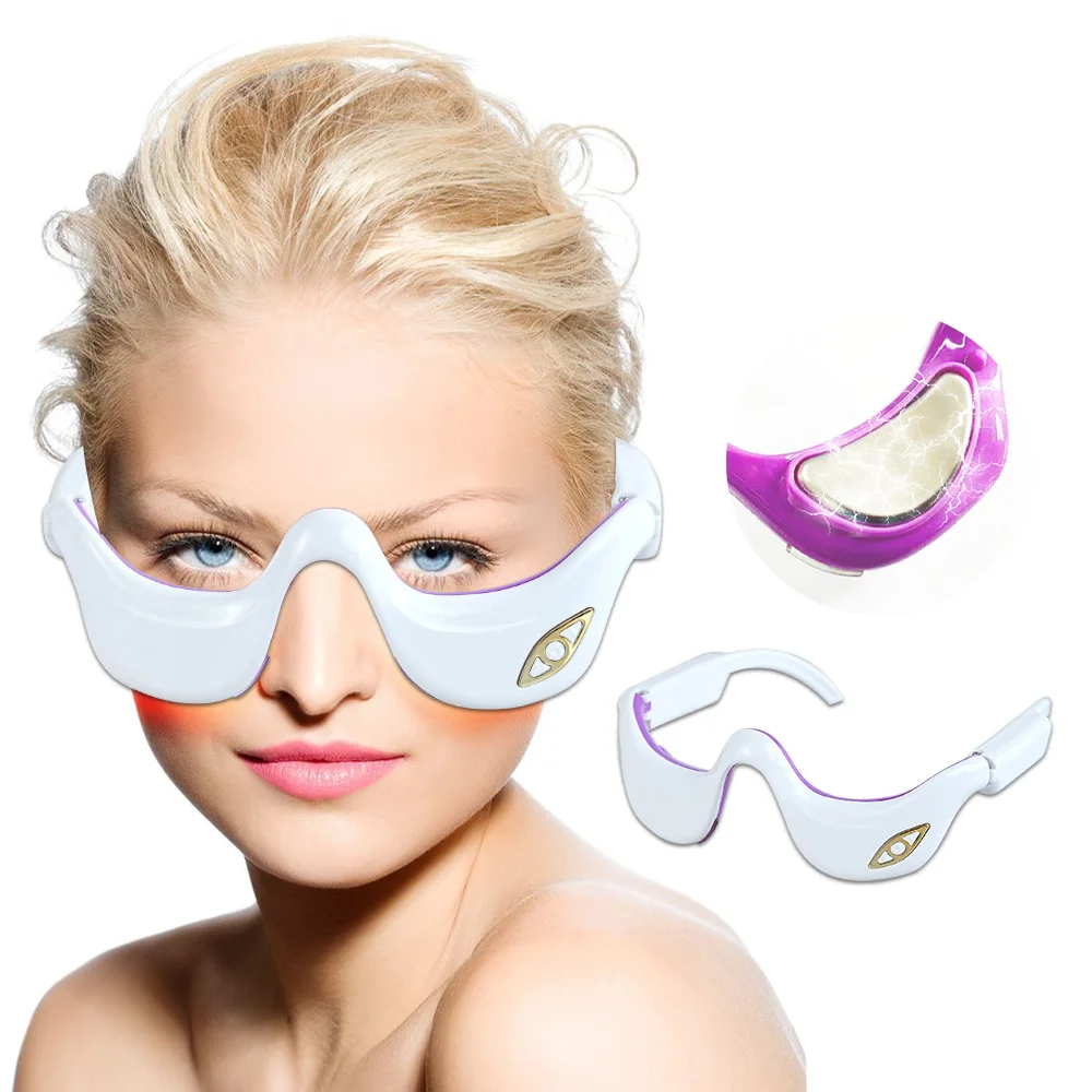 Under Eyes Red Light Therapy Massager Glasses,Microcurrent Eye Beauty Device Eyes Bag Remove Reduce Dark Circles Puffiness